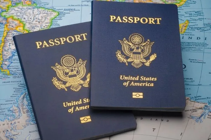 Passports and travel map